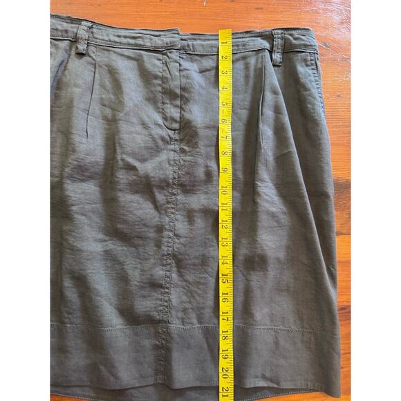 Eileen Fisher Linen Blend Straight Skirt 14 Gray Pleats Lightweight - Picture 7 of 9